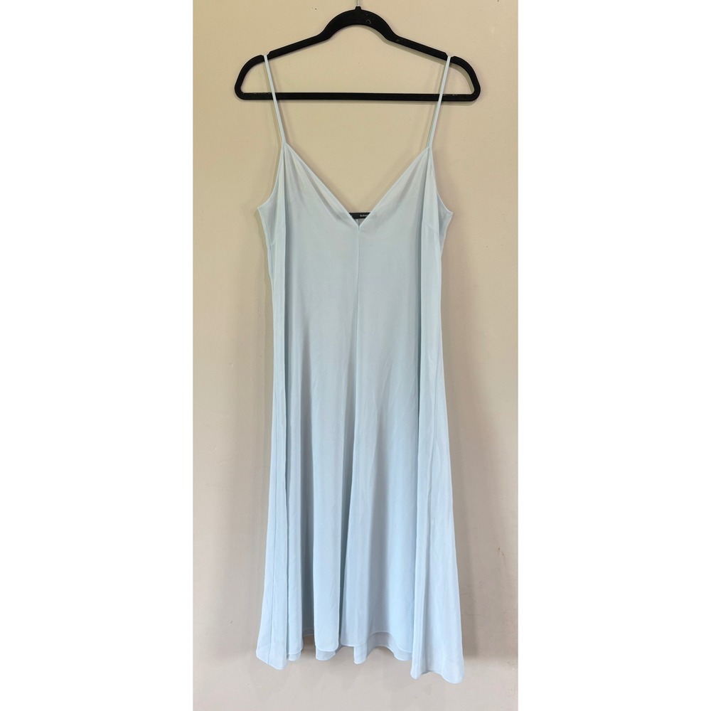 Proenza Schouler Women's 6 Light Blue Slip Dress Vneck Sheer Adjustable Midi
